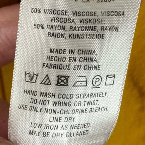 Anthropologie Maeve Brearly‎ Mustard Yellow Open Shoulder Ruffle Top Size 2 Boho - Picture 9 of 15